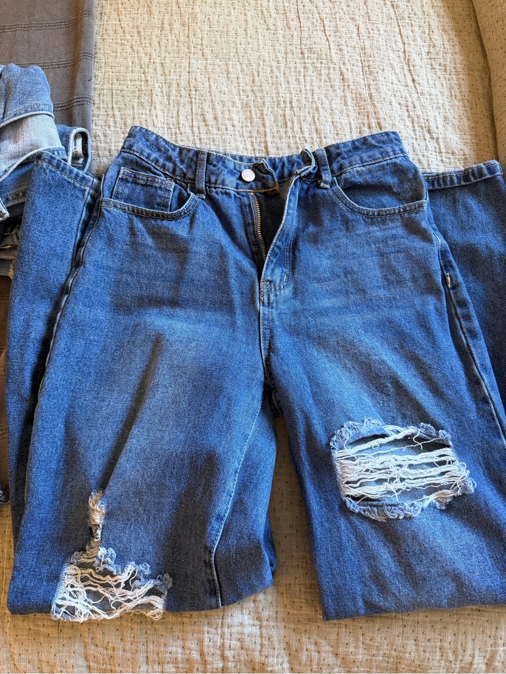 Shein Distressed Straight-Leg Jeans
